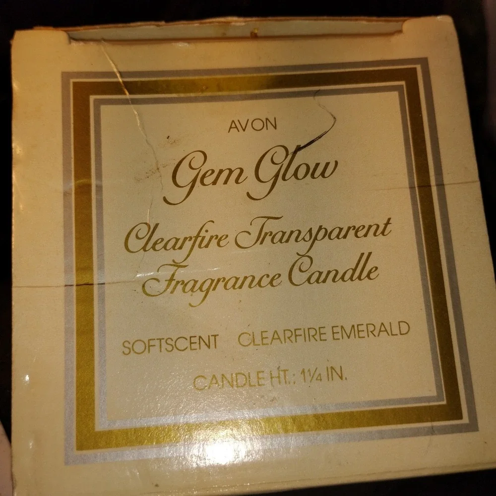 Vtg Avon Diamond Star Burst Glass Votive tealight candleholder 1981 Gem Glow Box